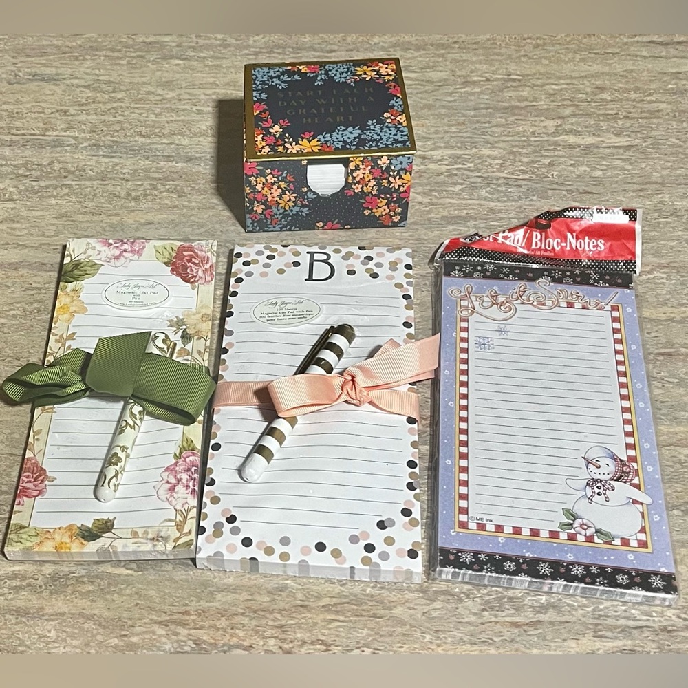 New Lady Jane bundle of 3-pack magnetic list pads and 1-Mary Engelbreit list pad